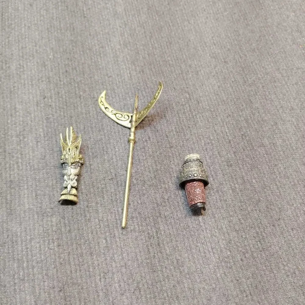 Vintage Metal Samurai Armor Staff Figure Parts Lot Collectible Accessories